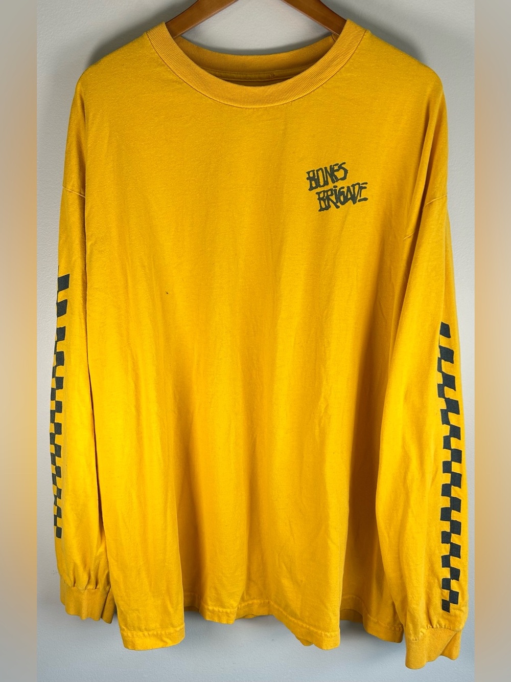 Vans Off The Wall Long Sleeve Shirt Skateboard Bones Brigade XXL Yellow VTG Y2K
